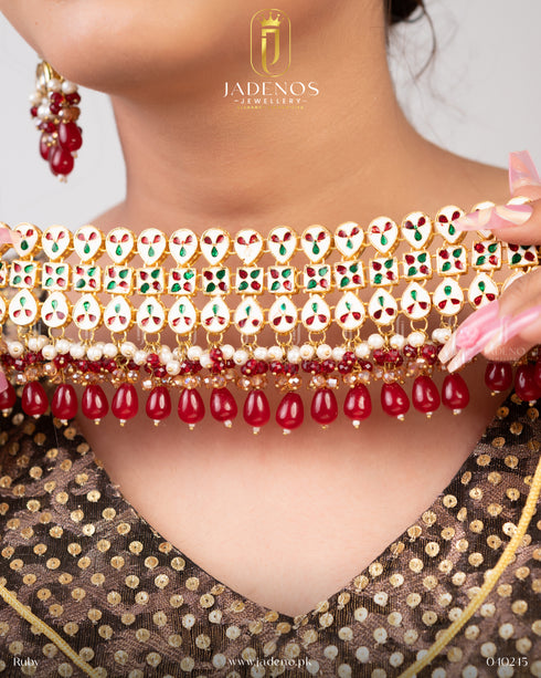 Pure Indian Gulnaar Kundan Set with Minakari